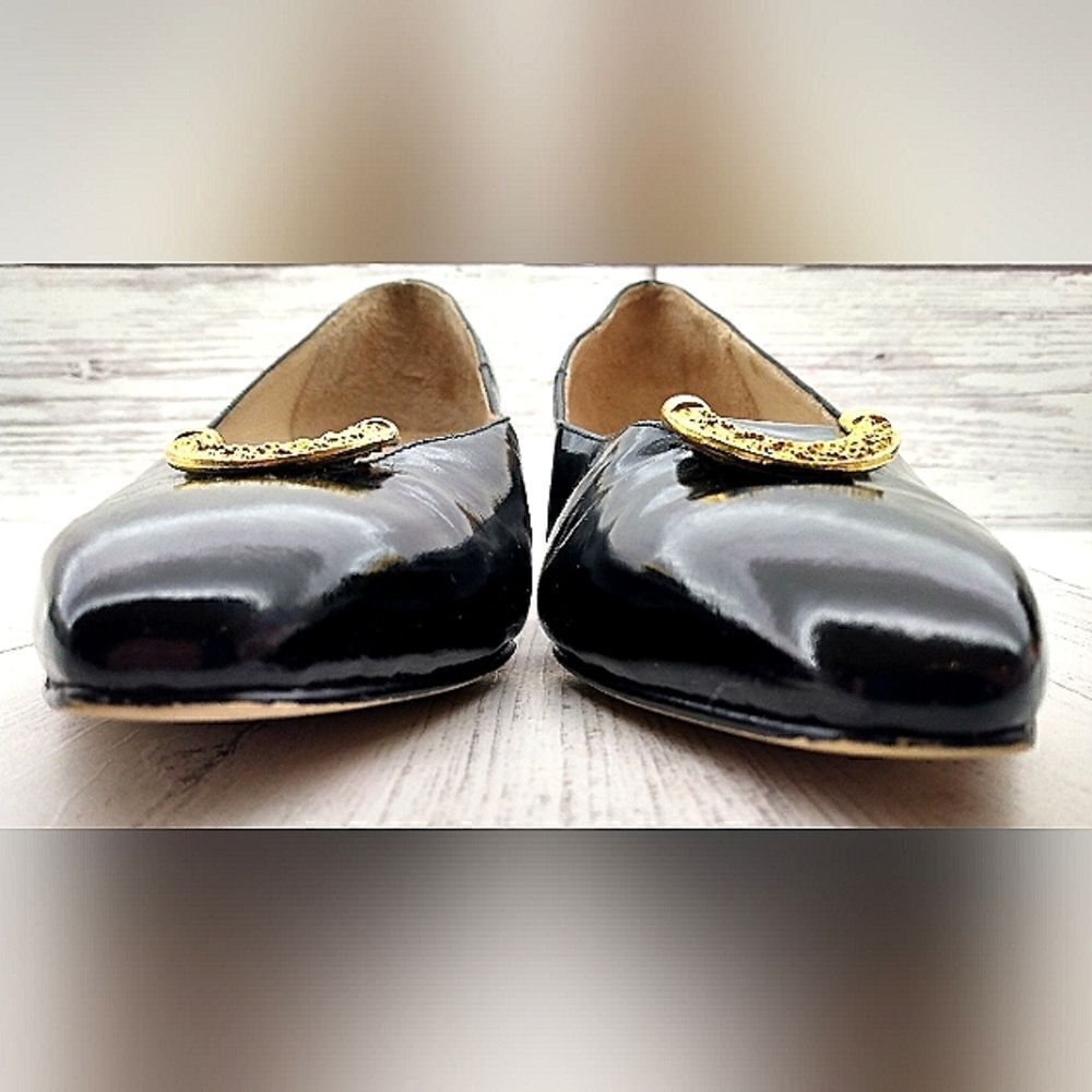 Celine Paris France Black Patent Leather Pumps Shoes Womens Vintage Authentic - Picture 9 of 16